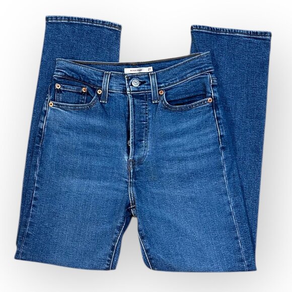 Levi's Wedgie Straight Medium Wash Straight Leg Jeans High Waisted - Picture 2 of 4